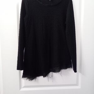 Gothic  Black Asymmetrical Lightweight Long Sleeve Blouse Size Large